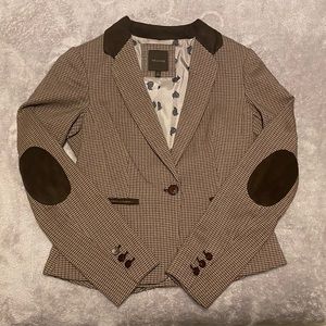 The Limited, blazer, houndstooth print brown, small
